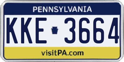 PA license plate KKE3664