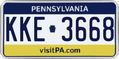 PA license plate KKE3668