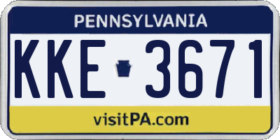 PA license plate KKE3671