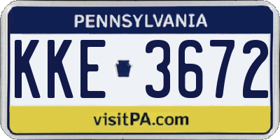PA license plate KKE3672