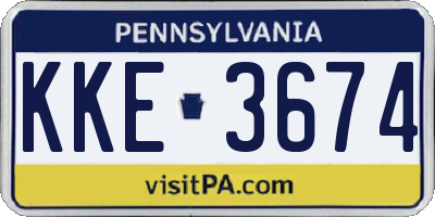 PA license plate KKE3674