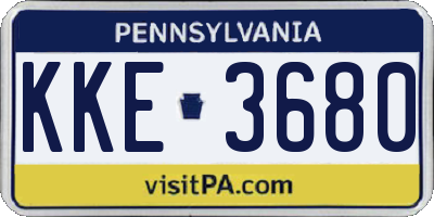 PA license plate KKE3680