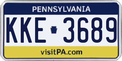 PA license plate KKE3689