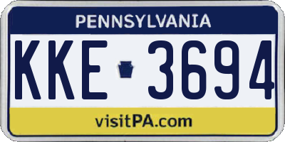 PA license plate KKE3694