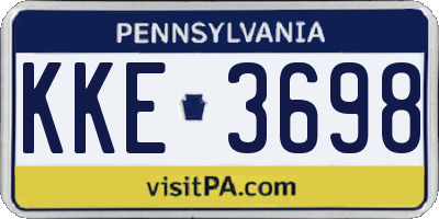 PA license plate KKE3698