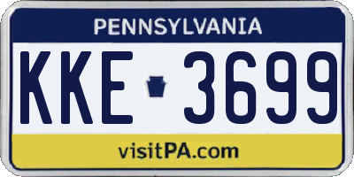 PA license plate KKE3699