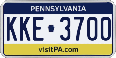 PA license plate KKE3700