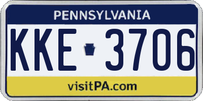 PA license plate KKE3706