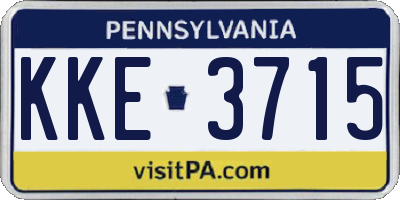 PA license plate KKE3715