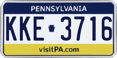 PA license plate KKE3716