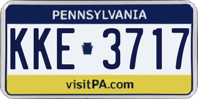 PA license plate KKE3717