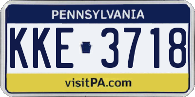 PA license plate KKE3718