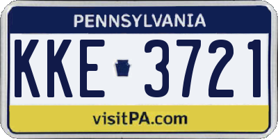 PA license plate KKE3721
