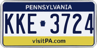 PA license plate KKE3724