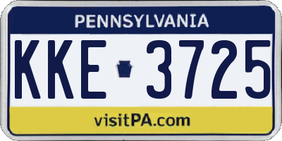PA license plate KKE3725