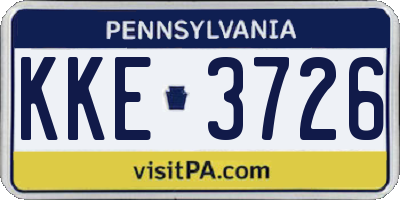 PA license plate KKE3726