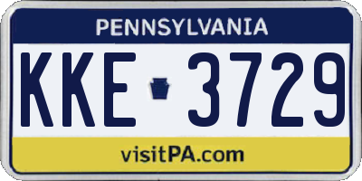 PA license plate KKE3729