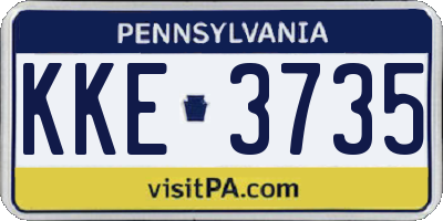 PA license plate KKE3735