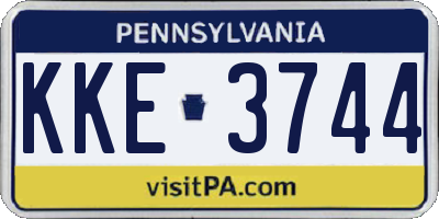 PA license plate KKE3744