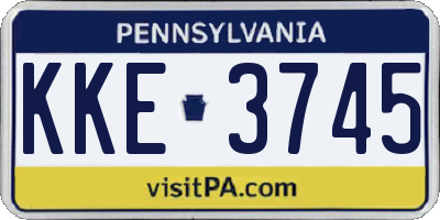 PA license plate KKE3745