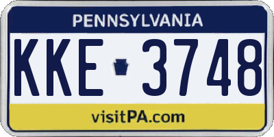 PA license plate KKE3748