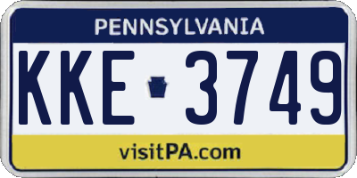 PA license plate KKE3749