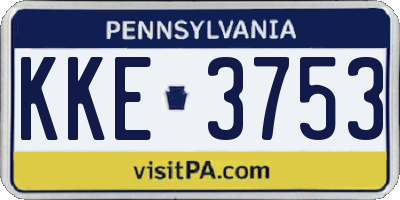 PA license plate KKE3753
