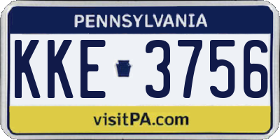 PA license plate KKE3756