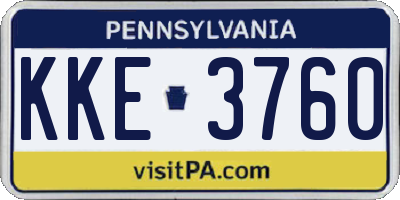 PA license plate KKE3760