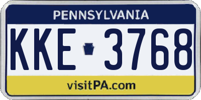 PA license plate KKE3768