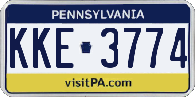 PA license plate KKE3774