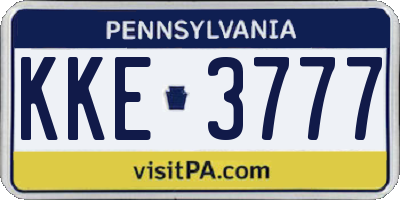 PA license plate KKE3777