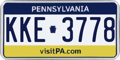 PA license plate KKE3778