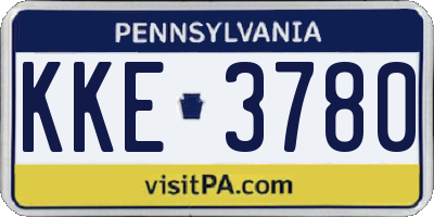 PA license plate KKE3780