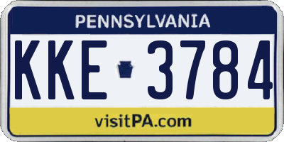 PA license plate KKE3784