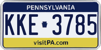 PA license plate KKE3785