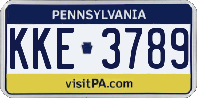 PA license plate KKE3789