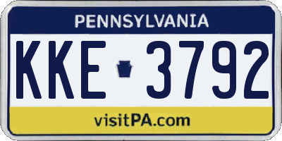 PA license plate KKE3792