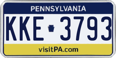 PA license plate KKE3793