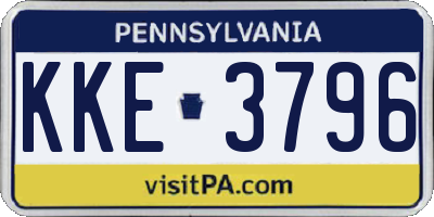 PA license plate KKE3796