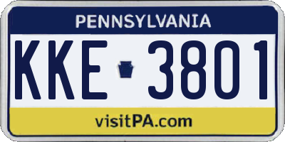 PA license plate KKE3801