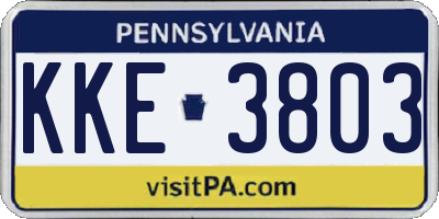 PA license plate KKE3803
