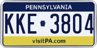 PA license plate KKE3804