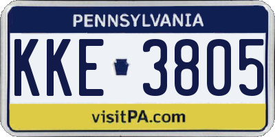 PA license plate KKE3805