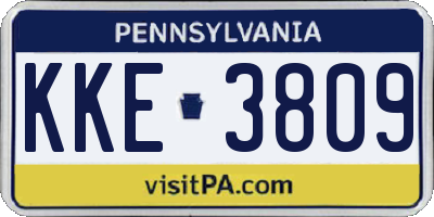 PA license plate KKE3809