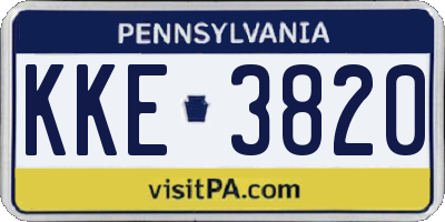 PA license plate KKE3820