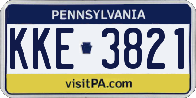 PA license plate KKE3821