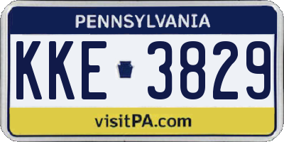 PA license plate KKE3829