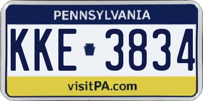 PA license plate KKE3834