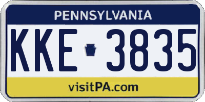 PA license plate KKE3835